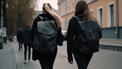 Back view of two young women with backpacks walking on the street!  Travel Light & Free – A Minimalist Approach to Explore the World with Rare Klub Bags