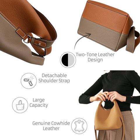 For $79 with free shipping, experience luxury with this versatile two-tone bag, crafted from genuine leather from Rare Klub. Perfect for daily use, travel, and special moments. Enjoy effortless elegance!